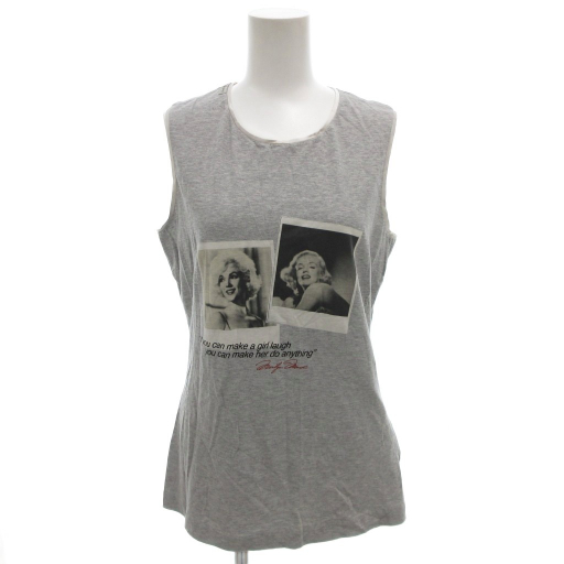 【中古】ドルチェ&ガッバーナ DOLCE&GABBANA タンクトップ ノースリーブ 42 グレー マリリンモンロー プリント
