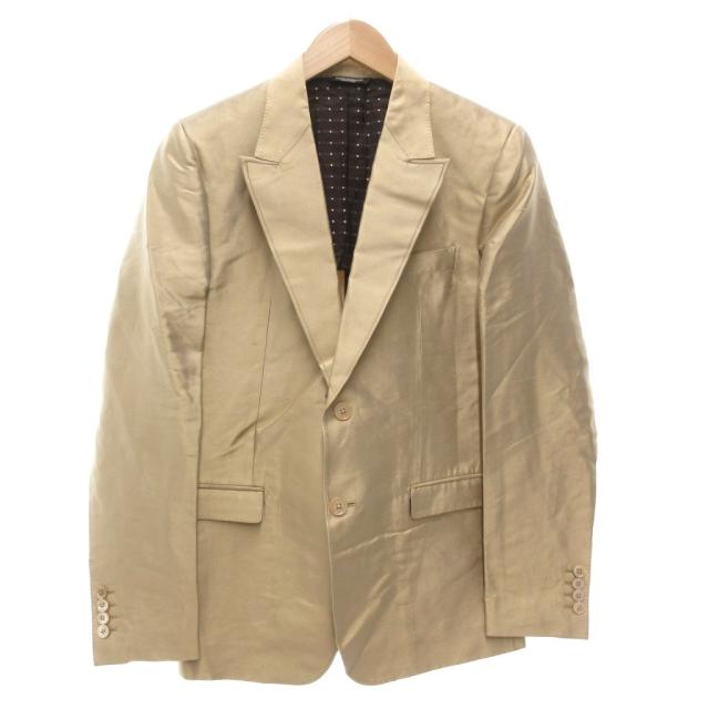 【中古】未使用品 ドルチェ&ガッバーナ タグ付き テーラードジャケット 背抜き シングル シルク 46 XL ベージュ
