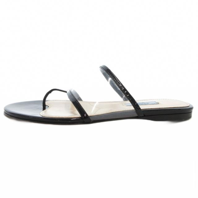 【中古】プラダ PRADA トングサンダル シューズ クリア 37.5 黒 ブラック /FF ■GY19 レディース_1