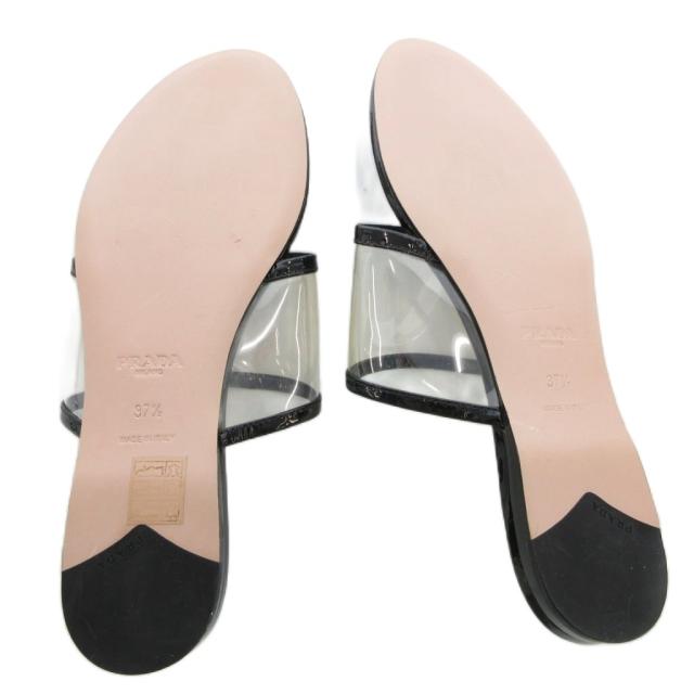 【中古】プラダ PRADA トングサンダル シューズ クリア 37.5 黒 ブラック /FF ■GY19 レディース_5