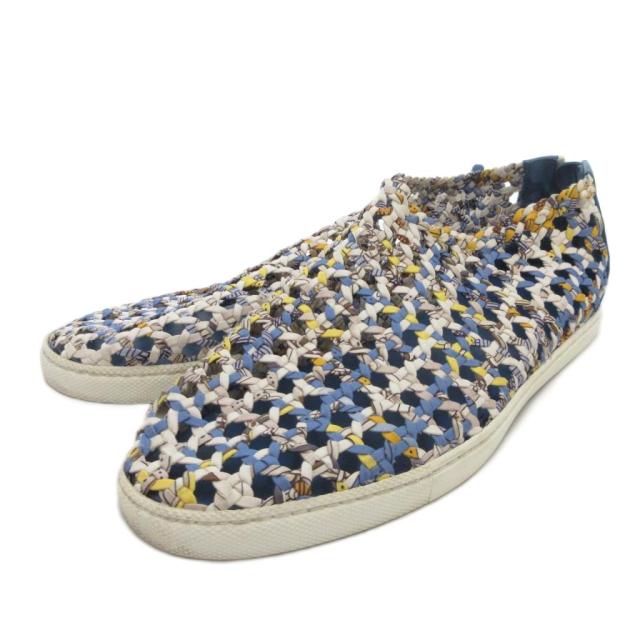 【中古】エルメス HERMES スリッポン スニーカー シューズ ローカット 白 ホワイト メッシュ 総柄 /FF ■GY19 中古】エルメス HERMES スリッポン スニーカー シューズ ローカット 白
