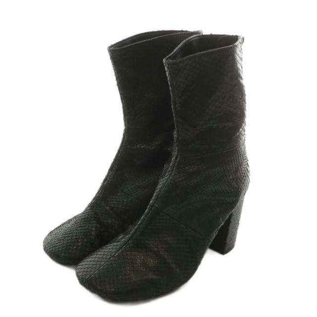 【中古】JUNYA WATANABE COMME des GARCONS ショートブーツ パイソン レザー ラウンドトゥ XS 22cm 黒