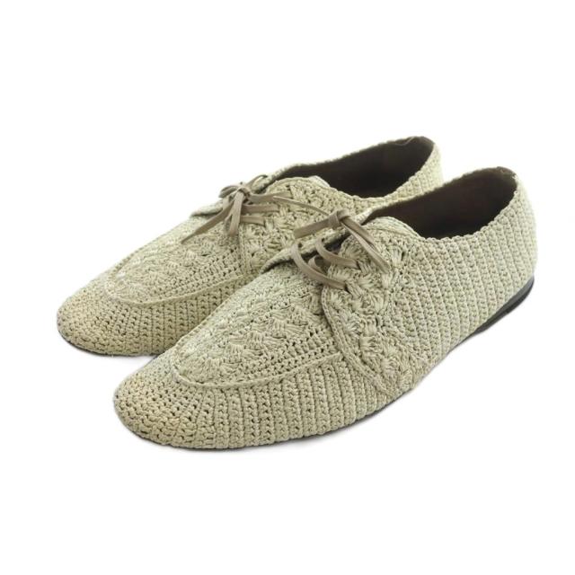 【中古】ドルチェ&ガッバーナ ドルガバ DOLCE&GABBANA ローファー ラフィア レースアップ ロゴ フラット 9 28cm