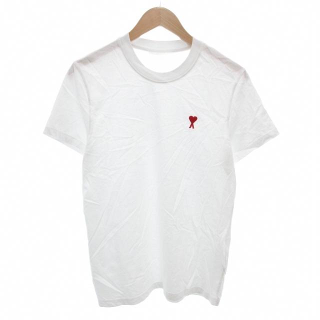 【中古】アミパリス AMI PARIS Tシャツ カットソー ロゴ 刺繍 半袖 クルーネック 白 ホワイト /AE ■GY19