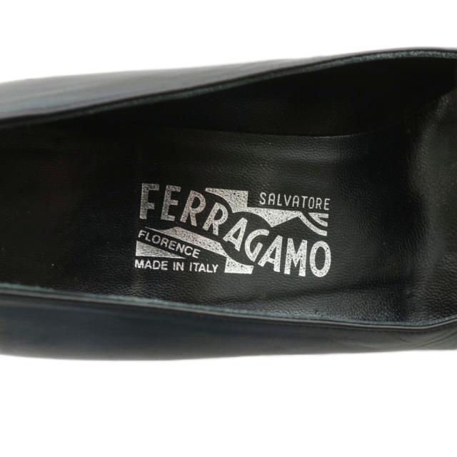 【中古】サルヴァトーレフェラガモ Salvatore Ferragamo ヴァラ パンプス レザー スクエアトゥ ヒール 5.5 22.5cm 黒