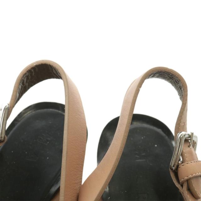 【中古】マルニ MARNI サンダル レザー エナメル オープントゥ チャンキーヒール ストラップ 35.5 22.5cm 茶色 黒