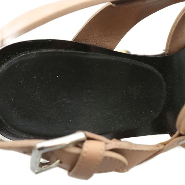 【中古】マルニ MARNI サンダル レザー エナメル オープントゥ チャンキーヒール ストラップ 35.5 22.5cm 茶色 黒