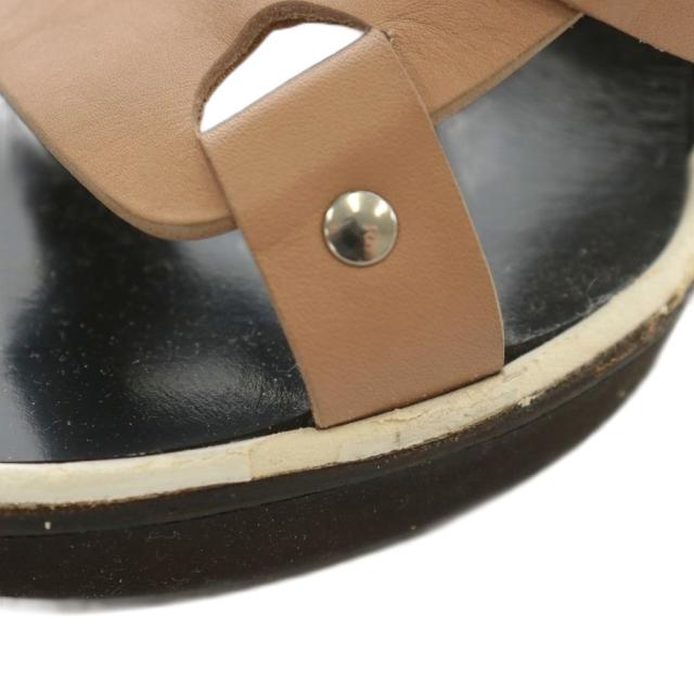 【中古】マルニ MARNI サンダル レザー エナメル オープントゥ チャンキーヒール ストラップ 35.5 22.5cm 茶色 黒