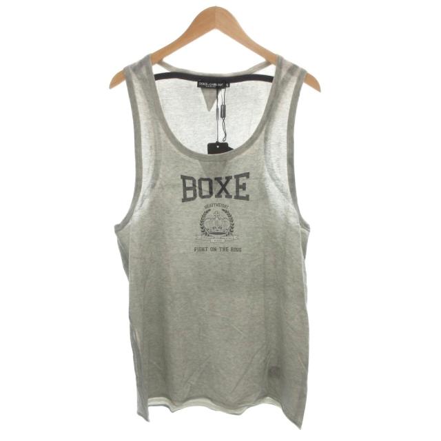 【中古】ドルチェ&ガッバーナ ドルガバ DOLCE&GABBANA BOXE タンクトップ プリント コットン 48 グレー /GV ■GY19