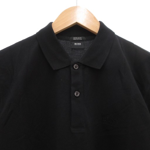 【中古】ヒューゴボス HUGO BOSS C-フィレンツェ C-FIRENZE ポロシャツ S 半袖 ロゴ刺繍 ワンポイント 黒 ブラック_2