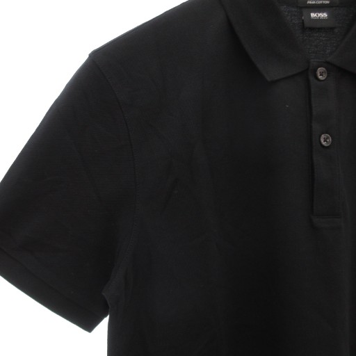 【中古】ヒューゴボス HUGO BOSS C-フィレンツェ C-FIRENZE ポロシャツ S 半袖 ロゴ刺繍 ワンポイント 黒 ブラック_3