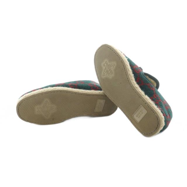 【中古】グッチ GUCCI ローファー スリッポン フラット ムートン ホースビット ロゴ 35 22.5cm 緑 グリーン ■GY01
