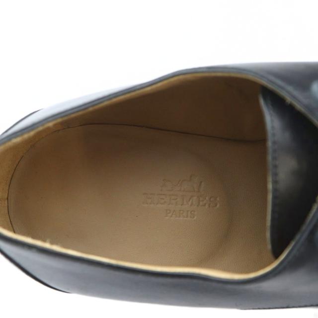 【中古】エルメス HERMES ビジネスシューズ ドレスシューズ 靴 ロゴ レザー 39.5 24.5cm 黒 ブラック ■GY01 /MQ