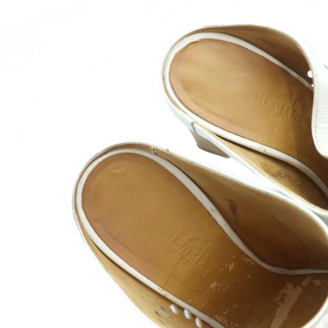 【中古】エルメス HERMES エブリン ミュール サンダル Hパンチング ロゴ レザー 35.5 22.5cm 白 ホワイト レディース