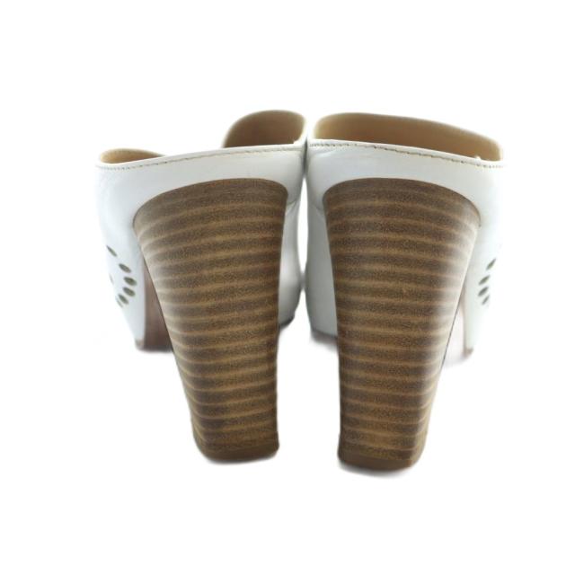 【中古】エルメス HERMES エブリン ミュール サンダル Hパンチング ロゴ レザー 35.5 22.5cm 白 ホワイト レディース