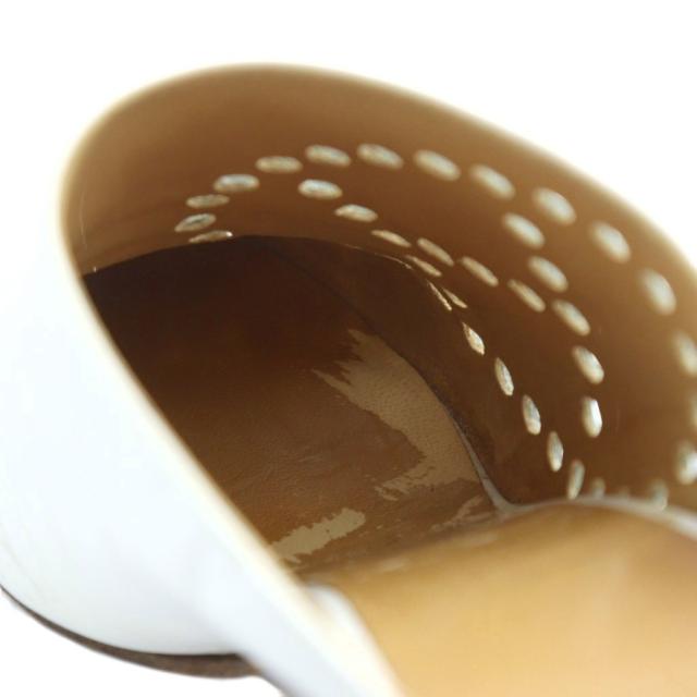 【中古】エルメス HERMES エブリン ミュール サンダル Hパンチング ロゴ レザー 35.5 22.5cm 白 ホワイト レディース