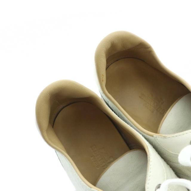 【中古】エルメス HERMES クイック スニーカー シューズ 靴 ロゴ レザー スエード 37.5 24.5cm 白 ホワイト グレー