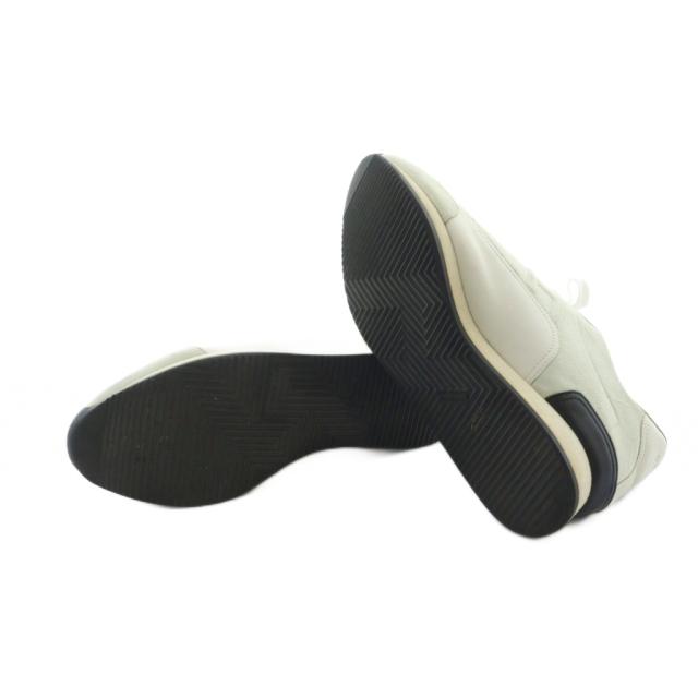 【中古】エルメス HERMES クイック スニーカー シューズ 靴 ロゴ レザー スエード 37.5 24.5cm 白 ホワイト グレー