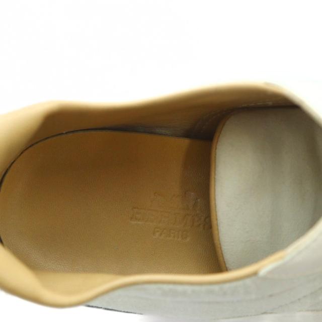 【中古】エルメス HERMES クイック スニーカー シューズ 靴 ロゴ レザー スエード 37.5 24.5cm 白 ホワイト グレー