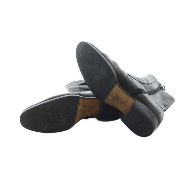 中古】グッチ GUCCI 309043 ショートブーツ レザー インターロッキング