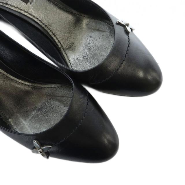 【中古】ルイヴィトン LOUIS VUITTON パンプス シューズ 靴 ロゴ ハイヒール フラワー レザー 35 22.5cm 黒