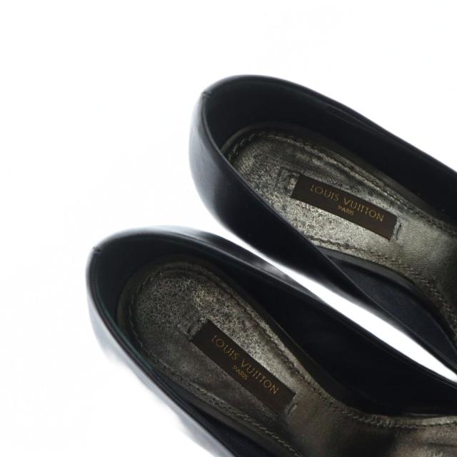 【中古】ルイヴィトン LOUIS VUITTON パンプス シューズ 靴 ロゴ ハイヒール フラワー レザー 35 22.5cm 黒