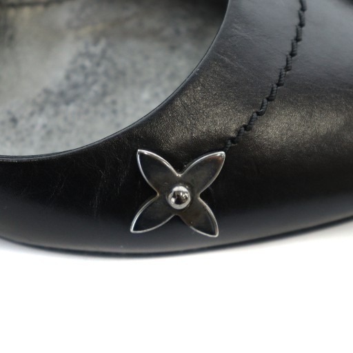 【中古】ルイヴィトン LOUIS VUITTON パンプス シューズ 靴 ロゴ ハイヒール フラワー レザー 35 22.5cm 黒