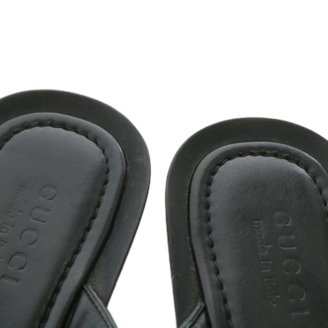 【中古】グッチ GUCCI ビーチサンダル トング レザー GGスプリーム シェリーライン 6.5 25.5cm 黒 ブラック 202762