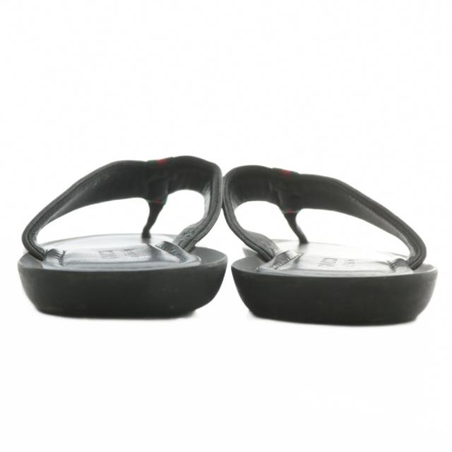 【中古】グッチ GUCCI ビーチサンダル トング レザー GGスプリーム シェリーライン 6.5 25.5cm 黒 ブラック 202762