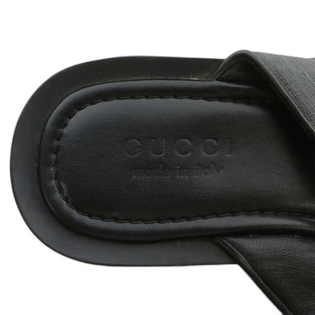 【中古】グッチ GUCCI ビーチサンダル トング レザー GGスプリーム シェリーライン 6.5 25.5cm 黒 ブラック 202762