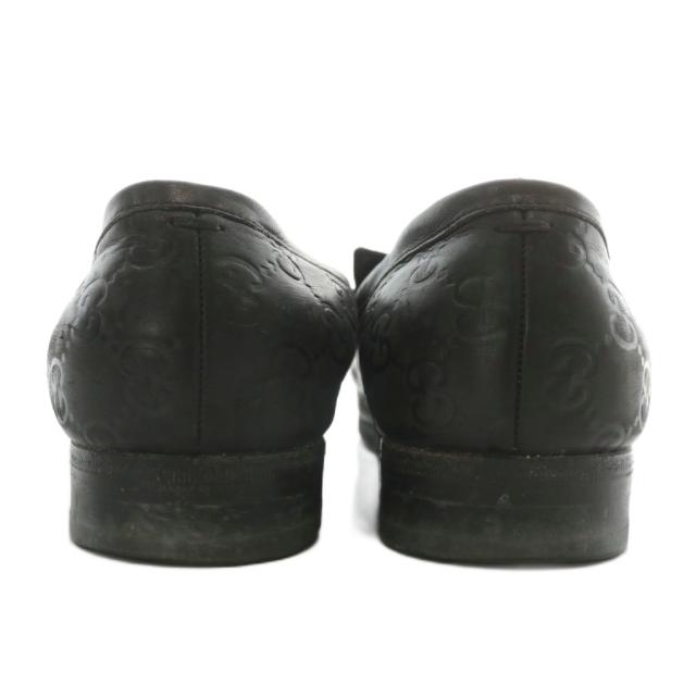 【中古】グッチ GUCCI ローファー レザー スクエアトゥ GG柄 型押し 6.5 25.5cm 黒 ブラック 154009
