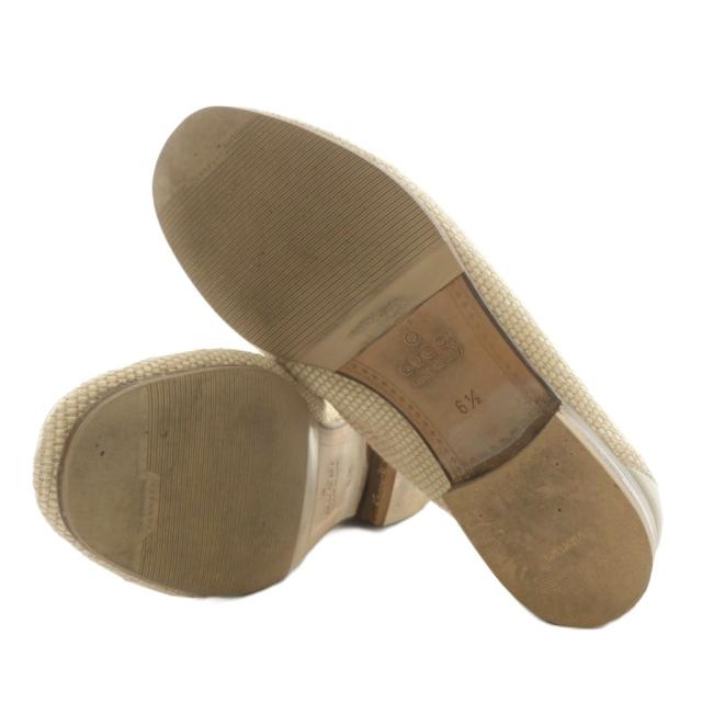【中古】グッチ GUCCI オールドグッチ ローファー スリッポン ホースビット ゴールド金具 6.5 25.5cm ベージュ