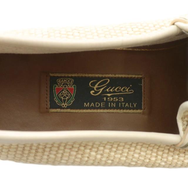 【中古】グッチ GUCCI オールドグッチ ローファー スリッポン ホースビット ゴールド金具 6.5 25.5cm ベージュ