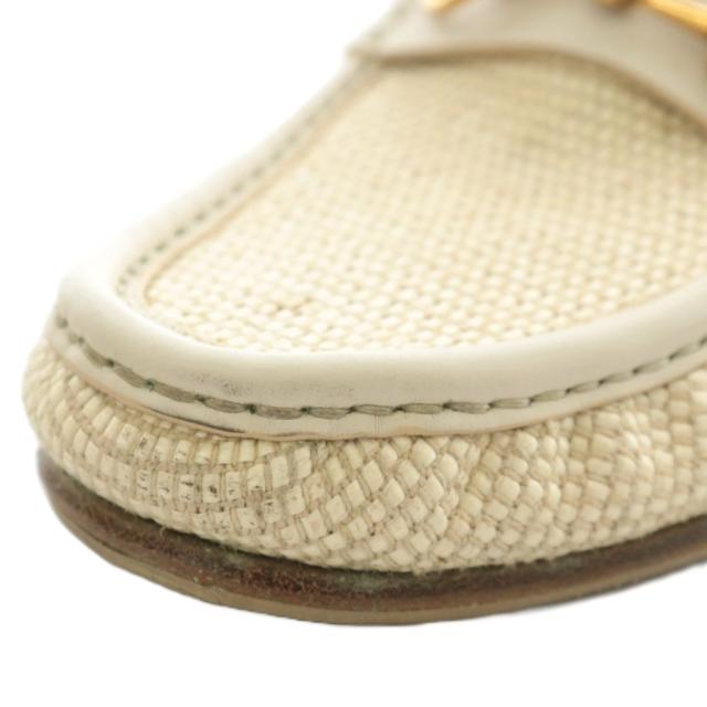 【中古】グッチ GUCCI オールドグッチ ローファー スリッポン ホースビット ゴールド金具 6.5 25.5cm ベージュ