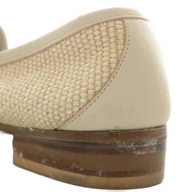 【中古】グッチ GUCCI オールドグッチ ローファー スリッポン ホースビット ゴールド金具 6.5 25.5cm ベージュ