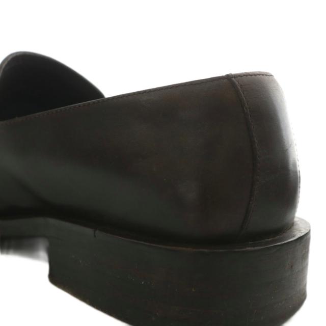 【中古】グッチ GUCCI ローファー レザー スクエアトゥ インターロッキング シルバー金具 6.5 25.5cm 茶色 ブラウン