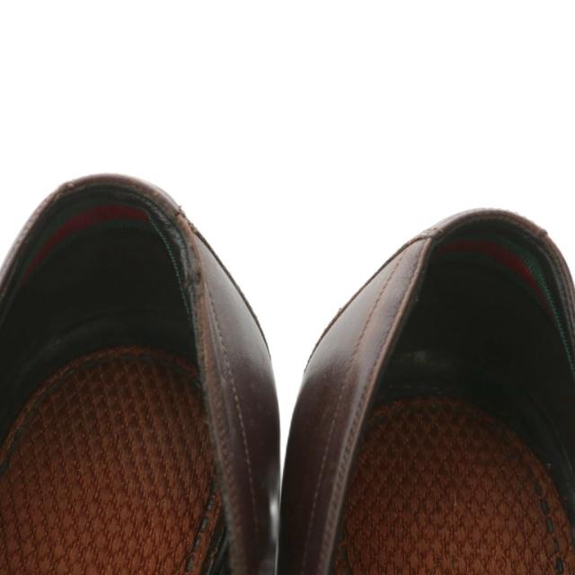 【中古】GUCCI ローファー スリッポン レザー スクエアトゥ グッチシマ シェリーライン 40.5 25.5cm 茶色 163496