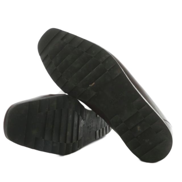 【中古】GUCCI ローファー スリッポン レザー スクエアトゥ グッチシマ シェリーライン 40.5 25.5cm 茶色 163496