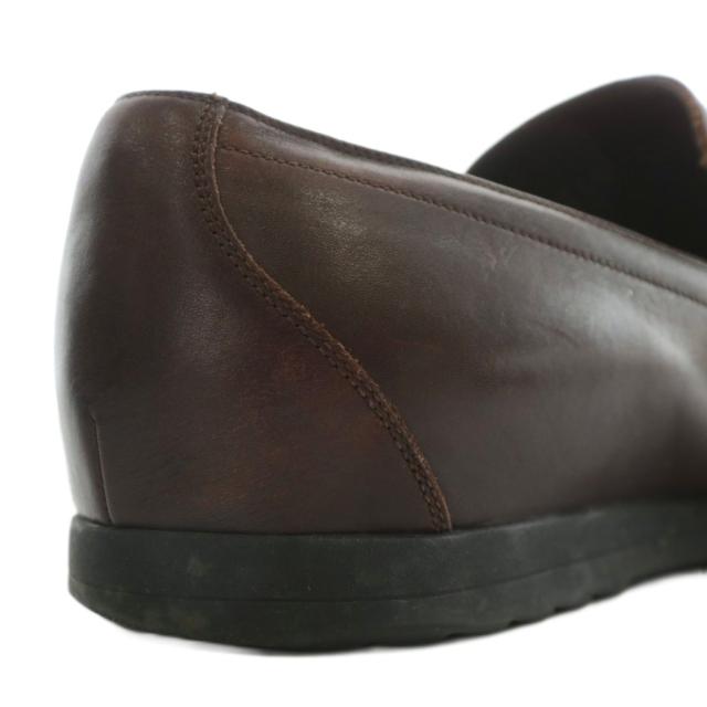 【中古】GUCCI ローファー スリッポン レザー スクエアトゥ グッチシマ シェリーライン 40.5 25.5cm 茶色 163496