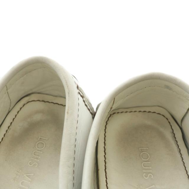 【中古】LOUIS VUITTON モンテカルロ ドライビングシューズ ローファー モカシン レザー ロゴ 7.5 26.5cm 白