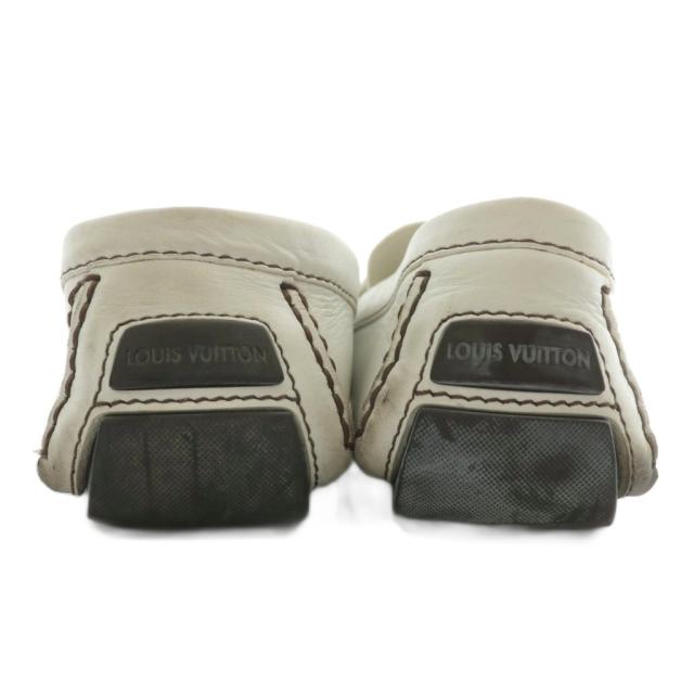 【中古】LOUIS VUITTON モンテカルロ ドライビングシューズ ローファー モカシン レザー ロゴ 7.5 26.5cm 白
