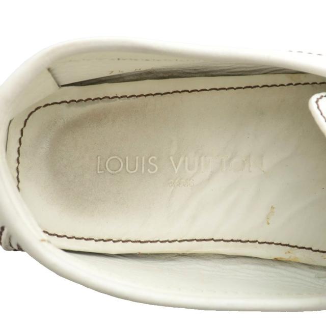【中古】LOUIS VUITTON モンテカルロ ドライビングシューズ ローファー モカシン レザー ロゴ 7.5 26.5cm 白