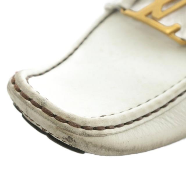 【中古】LOUIS VUITTON モンテカルロ ドライビングシューズ ローファー モカシン レザー ロゴ 7.5 26.5cm 白