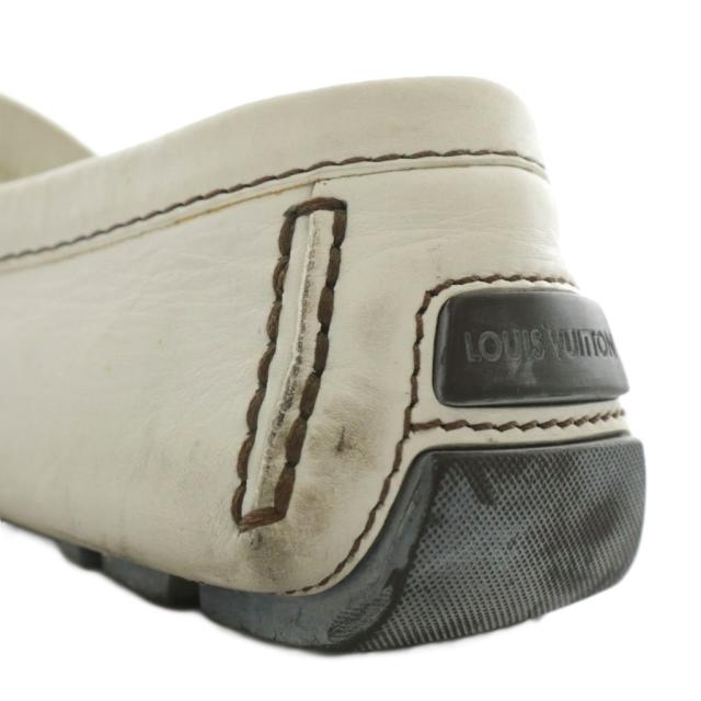 【中古】LOUIS VUITTON モンテカルロ ドライビングシューズ ローファー モカシン レザー ロゴ 7.5 26.5cm 白