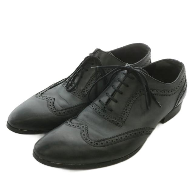 【中古】DOLCE&GABBANA ビジネスシューズ ドレス 革靴 レザー ウィングチップ 6 25〜26cm グレー