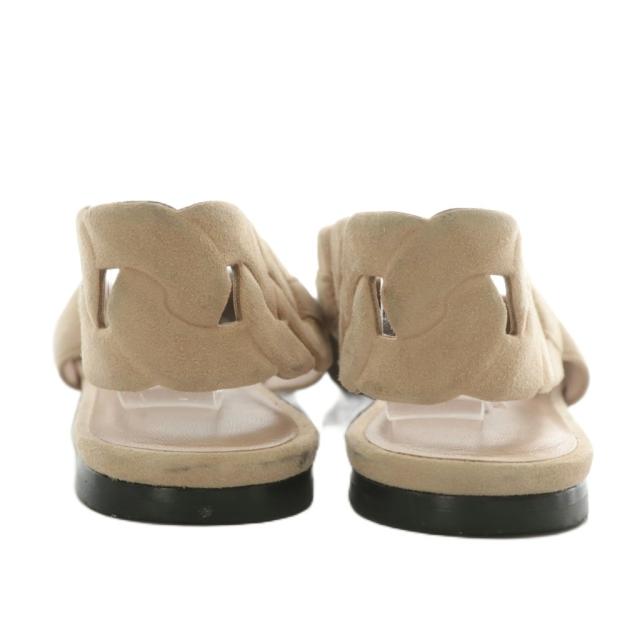 【中古】HERMES ジーナ フラットシューズ サンダル スエード ポインテッドトゥ ストラップ 37.5 24.5cm ベージュ