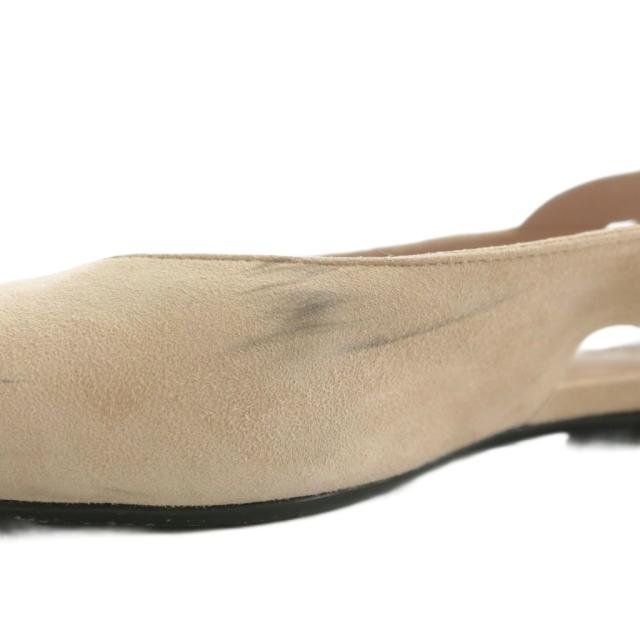 【中古】HERMES ジーナ フラットシューズ サンダル スエード ポインテッドトゥ ストラップ 37.5 24.5cm ベージュ