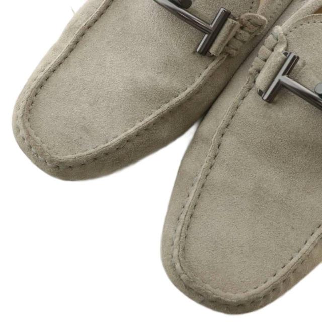 【中古】TOD'S ドライビングシューズ ローファー モカシン スエード ラウンドトゥ ダブルT ロゴ 6.5 25.5cm グレー