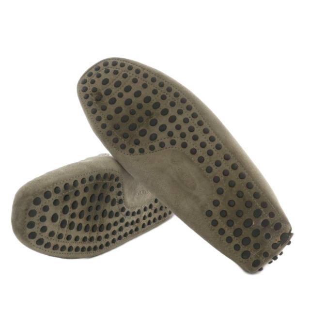 【中古】TOD'S ドライビングシューズ ローファー モカシン スエード ラウンドトゥ ダブルT ロゴ 6.5 25.5cm グレー