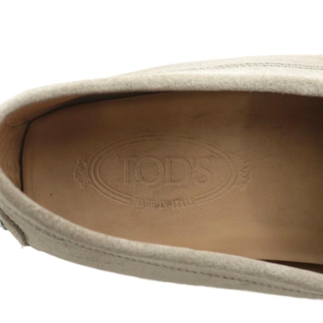 【中古】TOD'S ドライビングシューズ ローファー モカシン スエード ラウンドトゥ ダブルT ロゴ 6.5 25.5cm グレー